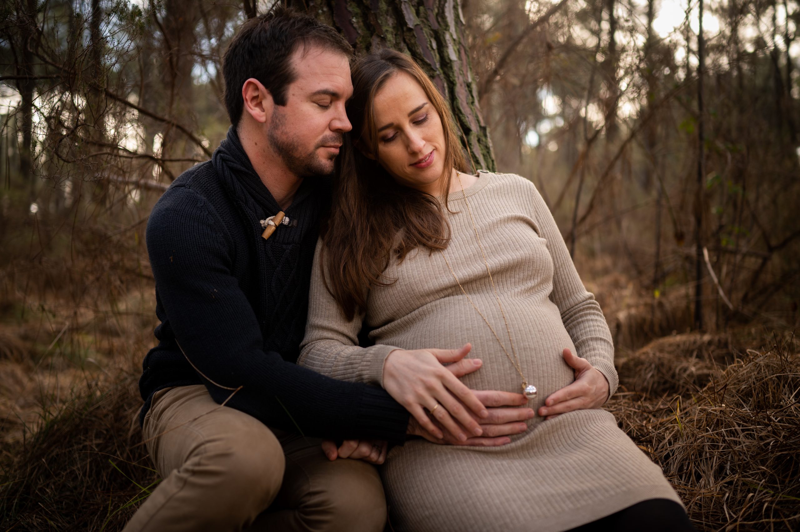 Photo grossesse automne en forêt de Martillac